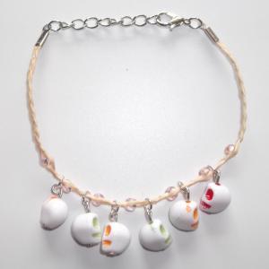 China Ceramic Skull Heads Charm String Bracelets for Girls, Wholesale Ceramic Skulls Drop Pendants Woven Bracelets factory