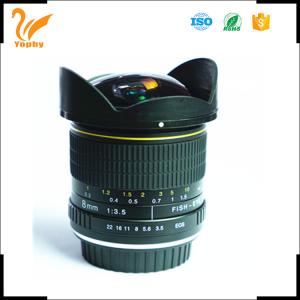 China Fixed Focus Anamorphic Camera Lens 8mm F3.5 Super Wide Angel APS-C Fisheye Camera Lens factory