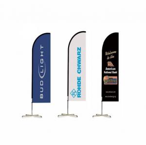 China outdoor flying banner promotion custom printed advertising knife type teardrop flag bali bow beach flag with corss base factory