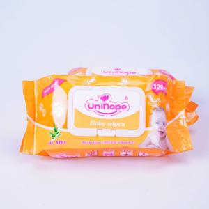 China Baby Skin Care Wet Wipes 120pcs Pack with Plastic Lid and Fragrance ISO Certified factory
