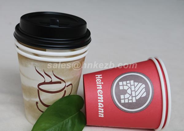 China 10 OZ Custom Printed Disposable Coffee Cups With Lids For Drinking factory