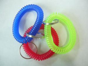 China Economical plastic spring wristband coil tether with split key ring as promotional gifts factory