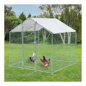 China Chicken Run Walk In Pet Cage Chicken Coop 10 Sizes Galvanised Metal Walk in Chicken Cage with White Color PE Cover factory
