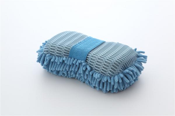 China Blue color microfiber chenille car cleaning, house cleaning sponge applicator pad factory