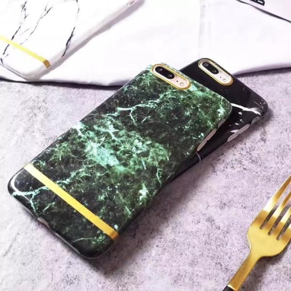 Soft IMD Smooth Marble Lines Back Cover Cell Phone Case For iPhone 7 6s Plus with Rope Hole