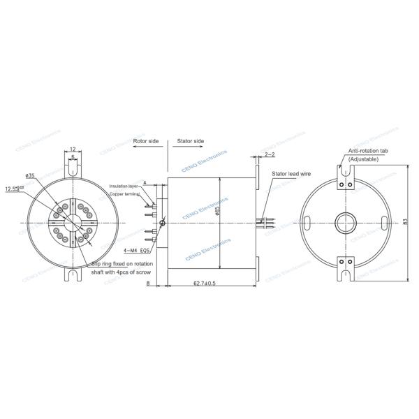 High Speed Slip Ring With 3000rpm and Through Hole Signal Rotary Joint