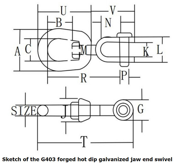 Zinc Plated Rope Rigging Hardware Hot Dip Galvanized Jaw End Swivel Crosby G403