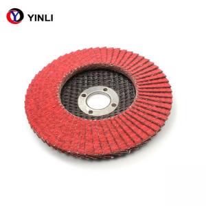 China 120 Grit Red Ceramic Flap Wheel VSM Flap Disc For Angle Grinder factory
