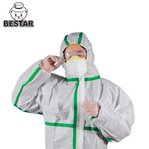 China Asbestos Removal Disposable White Overalls Seamless Taped Coverall Cat III Type 5/6 factory