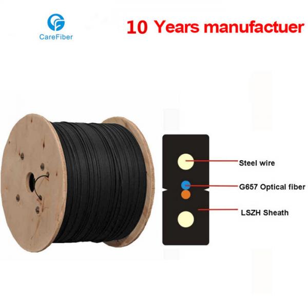 China One Core Indoor Drop Cable Bow-type GJXH Steel Wire Optical Fiber Cable factory