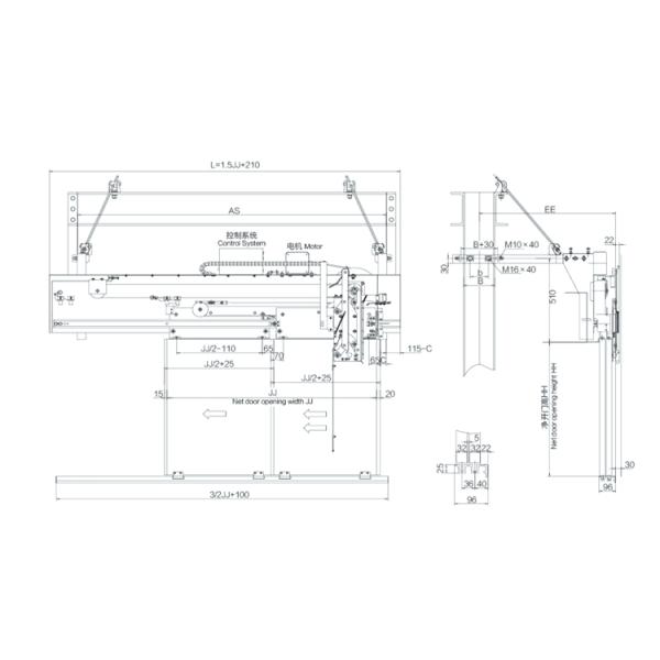 Variable Frequency Two Speed 1800mm Elevator Door Operator AC220V