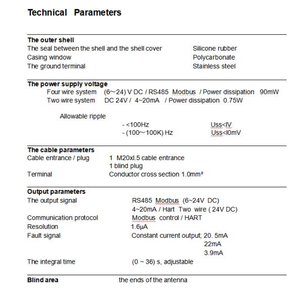 80G FM PTFE Radar Level Gauge Transmitter High Frequency 40m