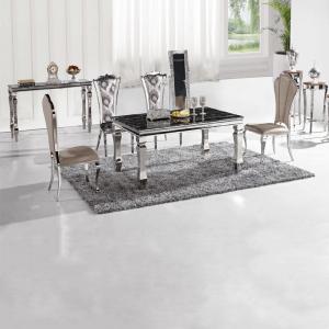 China Marble Luxury Modern Dining Tables Prismatic Table Leg 8 Seaters Home Furniture Silver factory