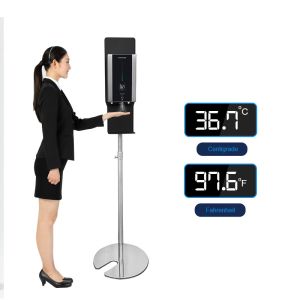 China Intelligent Digital Body Temperature Check Kiosk Auto Wake Up Hand Dispenser factory