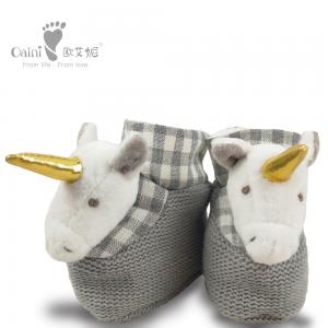 China 8 X 9cm Plush Baby Shoes Unicorn House Shoes EN71 ODM factory