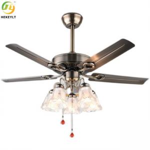 China Industrial Style E27 LED Ceiling Fan Light With 5 Wood Blades factory