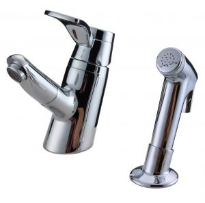 China Unique 2 Hole Ceramic Low Pressure Basin Taps Faucets , Pull Out Shower Head With Switch on sale