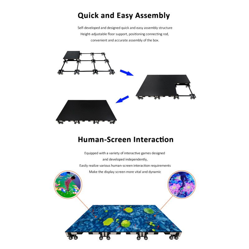 3D Floor Tile Screen LED Interactive Sensing Electronic Screen Corridor Channel Dynamic Floor Display Screen