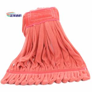 China 11oz Floor Mopping Cloth 220gsm Small Size Red Loop End Microfiber Tube Mop Head on sale