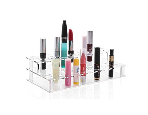 China Acrylic Pen Rack Square Two Layers Lipstick Display Cosmetics Stand Cosmetic Display factory