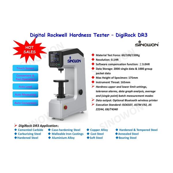 Accuracy 0.5HRC Digital Rockwell Hardness Testing Machine DR3 CE Certification