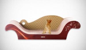 Sofa Shaped Corner Cat Scratcher Durable , Cat Scratcher Bed To Trim Strong Claw