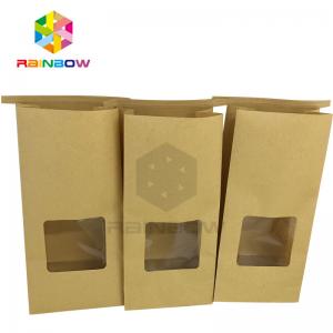 China Clear Window Front Square Bottom Bleached Customized Paper Bags For Tea factory