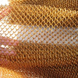 China Gold Stainless Steel Diamond Shape Decorative Metal Mesh For Curtain Or Decoration factory