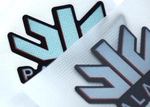 China Luminous Rubber Garment Patches 3D Silicone Heat Transfer Label For Ski Suit factory
