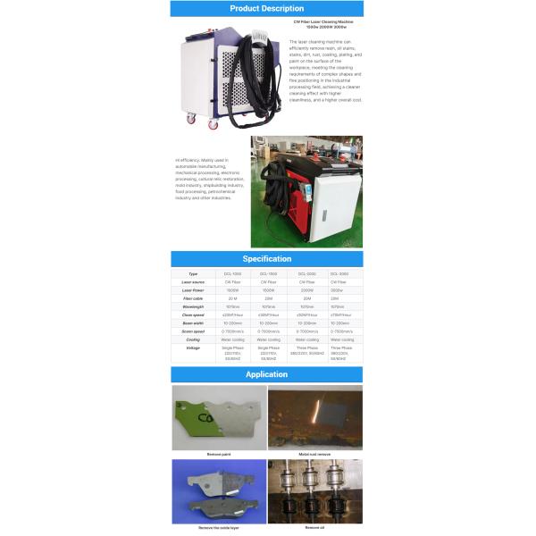 Metal Rust Surface Laser Cleaning Function Hot Sale1500w 2000w 3000w Portable Laser Cleaning Machine for Rust and Paint Removal by Raycus