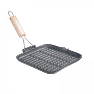 China Square Cast Iron Grill Griddle Pre Seasoned Flat Iron Skillet Grill With Folding Handle on sale