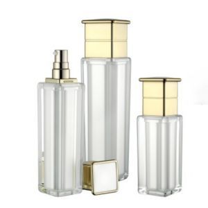 Buy cheap Pearl White Lotion Cosmetic Pump Bottle Square 80ml 120ml Leak Proof With Cap from wholesalers