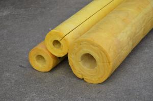 China High Temp Glass Wool Pipe Insulation , Yellow Glasswool Pipe Cover factory