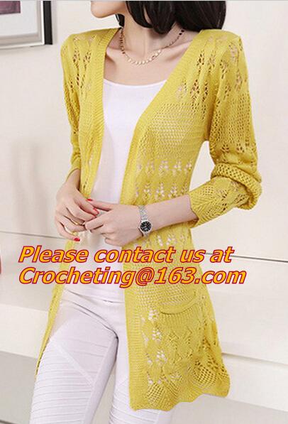 China Fashion Knitted Cardigan Loose Pocket Hollow Long Sleeve Women Sweater Female Cardigans Women's Coats Sweaters factory