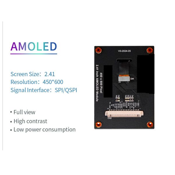 2.4 Inch AMOLED Oled Display 450x600 Resolution SPI/QSPI/MIPI Interface 750c/d Display Driving IC RM690B0