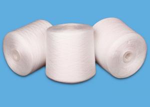 China Raw White 100% Spun Polyester Sewing Thread Yarn Count 60/2 Plastic Dye Cone Yarn on sale