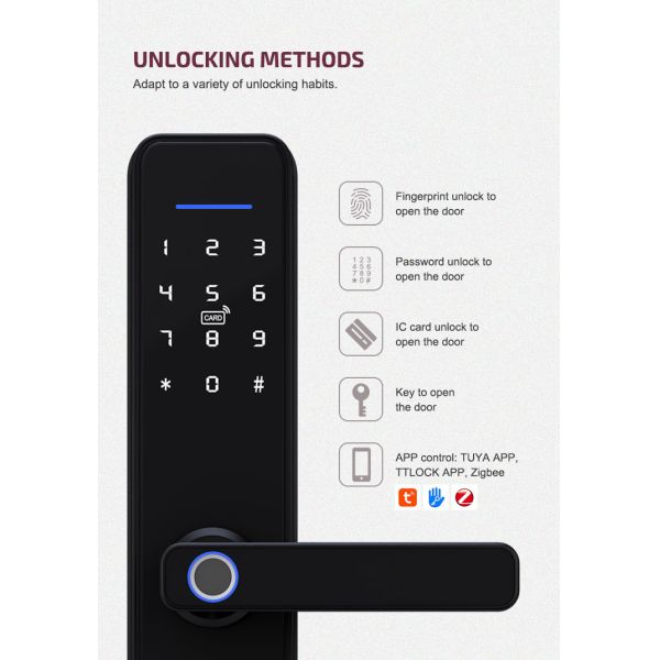 Electric Tuya APP Smart Wifi Door Lock Digital Biometric Fingerprint Door Lock
