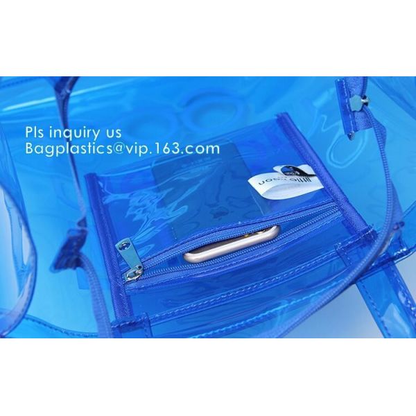 handle colorfull bag pvc zipper bag, Custom PVC Loop Handle Image Printed Plastic Shopping Bag, PVC handle plastic bags