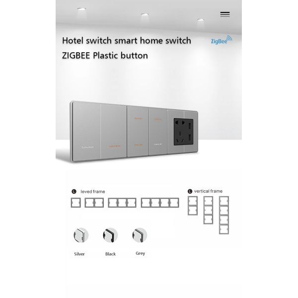 Plastic Panel Zigbee Smart Light Switch , 240V zigbee wireless wall switch