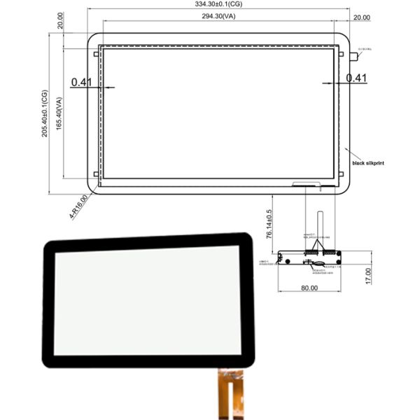 USB Port 13.3'' Projected Capacitive Touch Screen With Cover Glass And Sensor Structure For Industrial Computer
