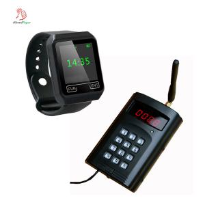 China Wireless call system equipment small transmitter keyboard and waterproof wrist watch receiver factory