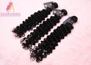 China Double Drawn Virgin Indian Hair Extension , 100 Human Deep Wave Hair 10A Hair factory