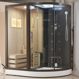 China Dry Sauna Combined Wet Steam Room Wooden Sauna Cubicle With Shower Cabin on sale