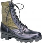 Leather Black Military Jungle Boots Canvas Nylon Upper For Camping