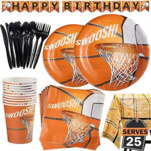 China Wholesale Birthday Basketball Theme Party Supplies 9 Inch Plate 10 People Set Party Decoration factory