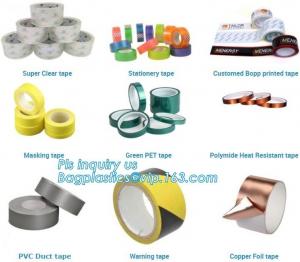 China super clear tape stationery tape,green pet tape,polymide heat resistant tape,pvc duct tape,warning tape,copper foil tape factory
