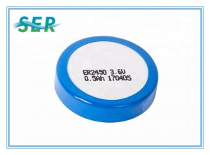 China GPS Tracker ER2450 Li SOCL2 Battery , 500mAh 3.6V Lithium Button Cell Deep Circle on sale