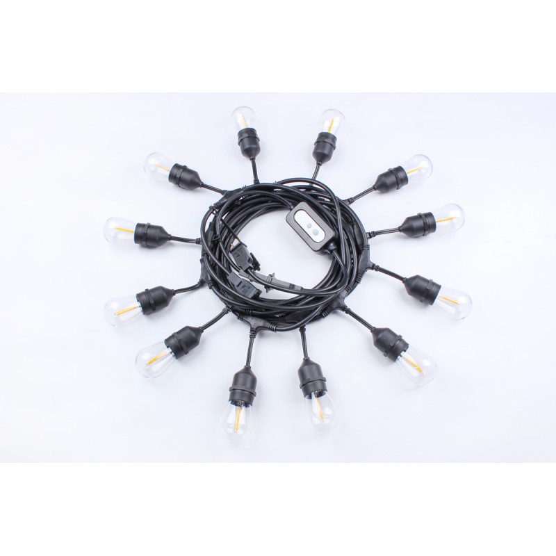 LED Light String Festoon Dimmable Remote Control Light S14 IP65 Waterproof Shatterproof 3500K Warm/Nature White Edison Light