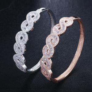 China Fashion Bangle cuff Gold Filled AAAAA Cz stone Party Bracelets Bangles for women bridal Bracelet Jewelry factory
