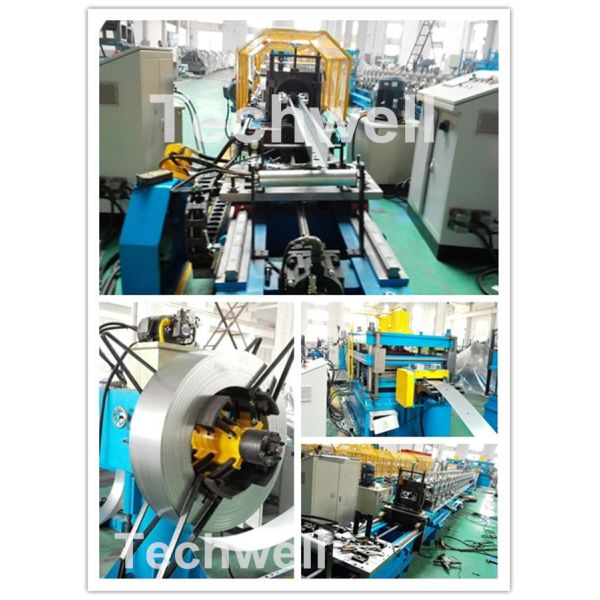 16 Stations Cold Roll Forming Machine With Rubber Belt Driven Servo Tracking Cutting Device